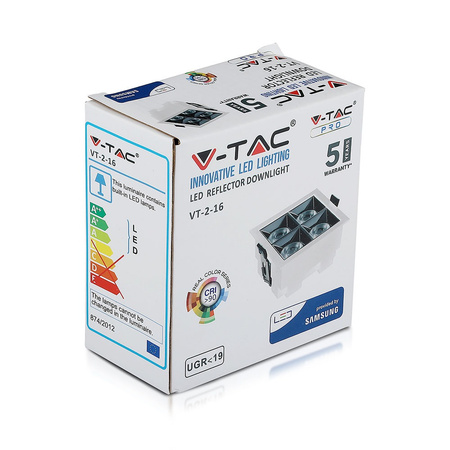 LED Spot 16W 2700K SMD SAMSUNG CHIP Čtvercové svítidlo VT-2-16 V-TAC