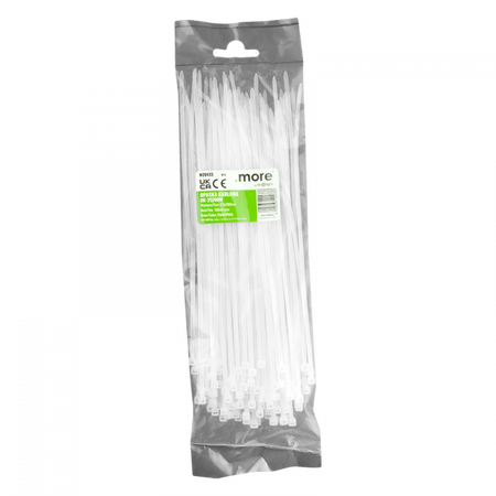 Kabelové stahovací pásky 2,5x200 mm bílé TRACKS Zipové stahovací pásky OK-25200W .MORE 100 ks.