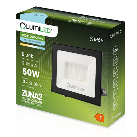 LED Reflektor 50W, 4500lm 6500K IP65 Černá ZUNA2 LUMILED