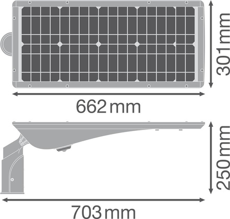 Solární pouliční osvětlení LED stmívatelné svítidlo 30W 5400lm 3000K IP65 šedá s pohybovým senzorem Streetlight Solar Ledvance