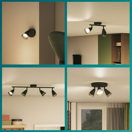 Stropní bodové svítidlo pro povrchovou montáž 3x GU10 Black Cleft Philips