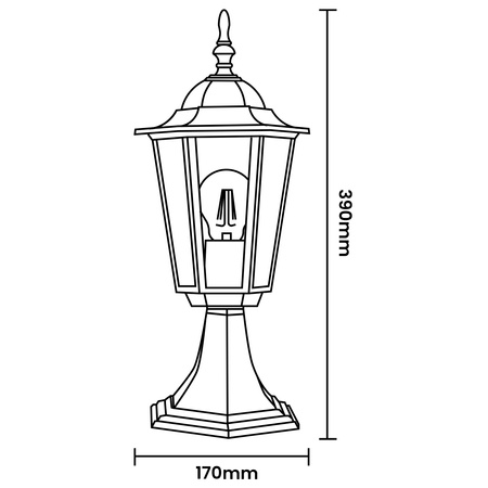 Venkovní zahradní lampa E27, LED nízký sloupek, lucerna, 40cm, Patina, BELLIS LUMILED