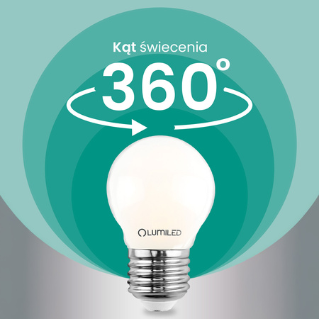 LED žárovka E27 kapka P45 2,2W 470lm = 40W 2700K teplá bílá 360° Filament energetická třída A LUMILED