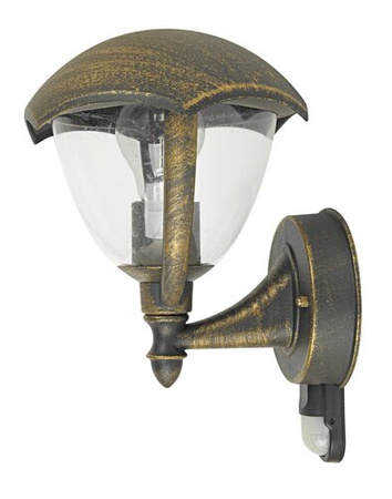 Zahradní lampa LED nástěnná lampa MIAMI E27 IP44 nahoru Lucerna s pohybovým senzorem starožitné zlaté RABALUX
