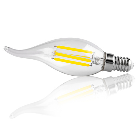 LED žárovka E14 svíčka BA35 2,2W 470lm = 40W 4000K neutrální bílá 360° vlákno energetická třída A SVÍTÍCÍ