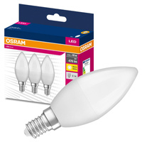 3x LED žárovka B35 Candle E14 4,9W = 40W 470lm 3000K Warm 220° VALUE CLASSIC Osram