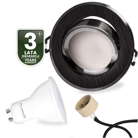 TRIX 3v1 GU10 6W 3000K Black LUMILED kruhové halogenové svítidlo pro zapuštěnou montáž