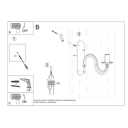LED MINERWA E14 Nástěnná lampa černá SOLLUX