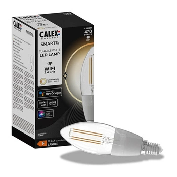 E14 SMART WiFi LED žárovka na svíčku 4.5W 470lm TUYA Filament CL CALEX