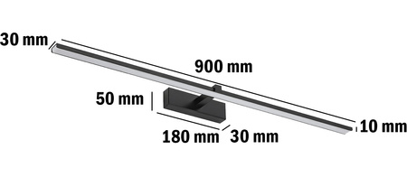 LED světlo do koupelny nad zrcadlo 18W, 1100lm 90cm Neutrální bílá Černá VENUS LUMILED