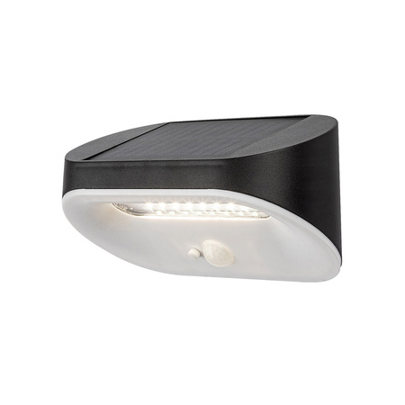 Zahradní LED solární lampa nástěnná lampa BREZNO 3.2W 4000K IP44 dolů s pohybovým senzorem černá a bílá RABALUX