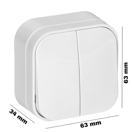 ToDo Switch Switch Dvojitý svícen Povrchová montáž IP20 ORNO WHITE