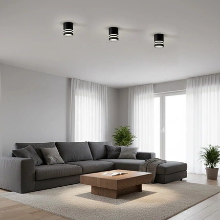 Nástěnná povrchová montáž HALOGENOVÝ Spot Tuba ARISA GU10 LUMILED Kulatý Černý 80 mm