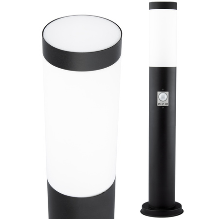 Venkovní zahradní lampa E27 BLACK POST 45 cm s pohybovým a soumrakovým senzorem