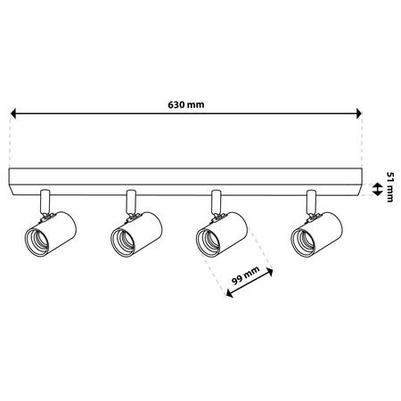 Stropní svítidlo SPOT TUBA Reflektor Halogenové svítidlo 4x E27 GLASA LUMILED
