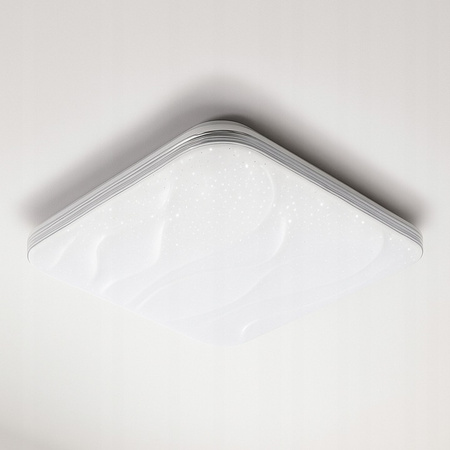 LED stropní koupelnový plafón 72W 3000-6500K White Square Diamond 43cm + dálkové ovládání