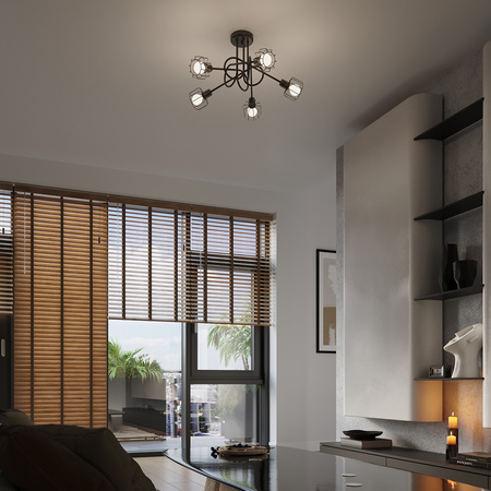 Lustr BELUCI 5S 5xE14 černý Moderní stropní svítidlo SOLLUX