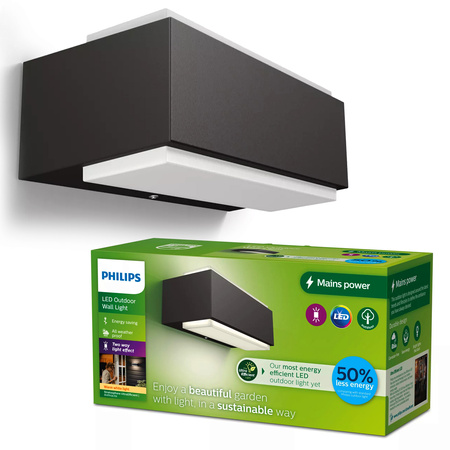 Zahradní nástěnná LED lampa STRATOSPHERE 3,8W 2700K teplá bílá IP44 Up-Down Anthracite PHILIPS