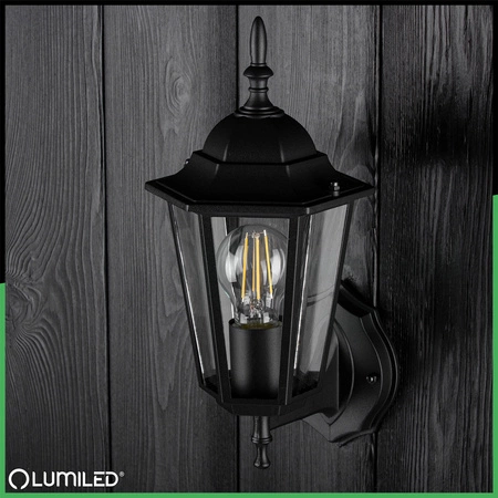 Zahradní nástěnná lampa lucerna E27, Černá BELLIS LUMILED