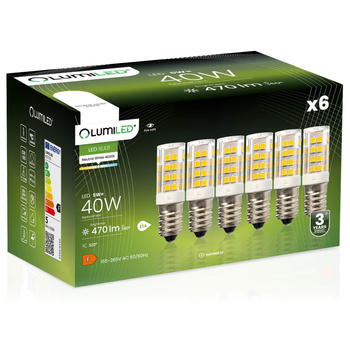 6x LED Žárovka T25 E14 5W = 40W 470lm 4000K Neutrální bila 320° LUMILED