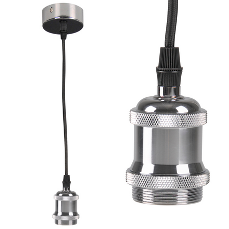 Závěsná LAMPA závěs s držákem lampy IL MIO NOLA E27 chrom 100cm černý kabel