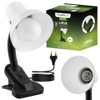 Stolní lampa Školní Noční E27, Nastavitelná s klipem Bílá LIBRA LUMILED