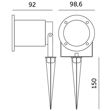 LED zahradní lampa GU10 IP65 TIGHT Black - 1m kabel