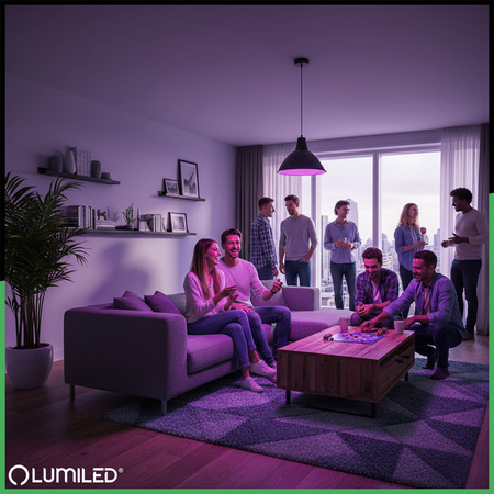 LED žárovka E27 A60 9W = 60W 806lm RGB+3000K Stmívatelná inteligentní LUMILED