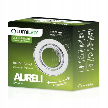 Halogenová Podhledové svítidlo GU10, MR16 Nastavitelná Kulatá Chrom Plech AURELI LUMILED