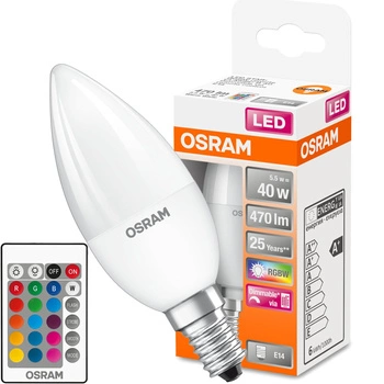 LED žárovka B37 Candle E14 4,9W = 40W 470lm 2700K RGBW 200° stmívatelná Pilot Retrofit Filament Osram