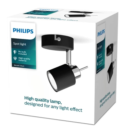 MERANTI GU10 nástěnný reflektor pohyblivý černý PHILIPS
