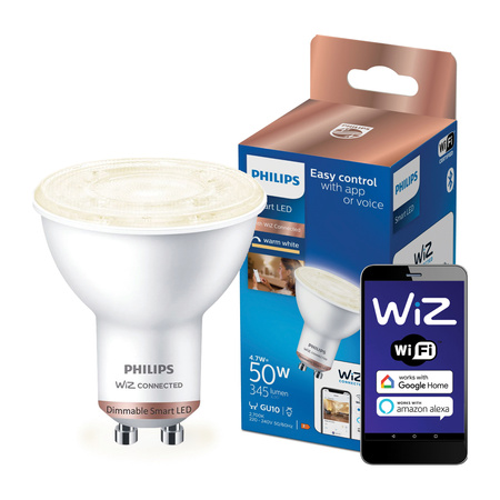 LED žárovka GU10 4,7W = 50W 2700K Warm SMART WiFi Philips WiZ