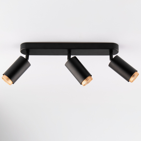 Stropní Lampa Reflektor LED 3x GU10 Trubice Spot ELIGIS Černá LUMILED