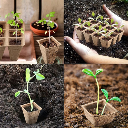 10x rašelinová paleta 3x4 15.5 x 11.5 cm pro výsev sazenic Prošívání Biologicky rozložitelný čtverec