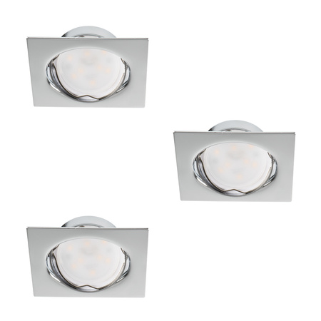 Sada 3x stropní svítidlo TRIBIS II GU10 PAR16 10W, pohyblivý chrom + žárovka GU10 400lm 3000K Warm KANLUX