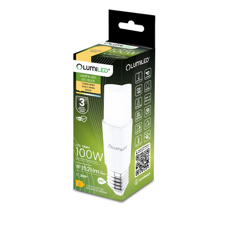 LED žárovka E27 Tubular T45 13W = 100W 1521lm 3000K Warm 200° LUMILED