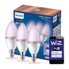 3x LED žárovka E14 C37 4,9W = 40W 2200-6500K + RGB SMART WiFi Philips WiZ