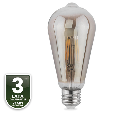 Žárovka LED EDISON E27, ST64 6W = 50W 420lm 2200K Teplá bílá 360° Filament Smokey LUMILED