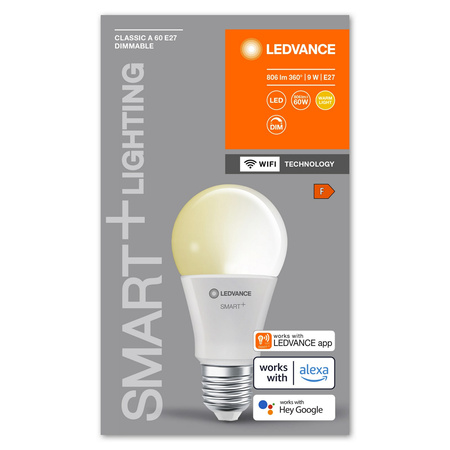 LED žárovka E27 A60 9W 806lm 2700K Teplá bílá SMART+ WiFi Stmívatelné Classic LEDVANCE