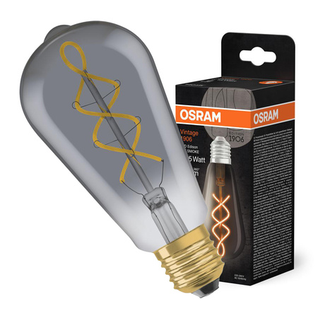 Dekorativní LED žárovka ST64 Edison E27 4W = 15W 140lm 1800K Warm 330° Smoked Vintage 1906 Osram
