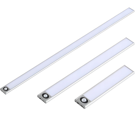 LED podskříňová lampa samolepicí nábytkový pásek 2W 4500K 40cm s pohybovým senzorem stříbrná