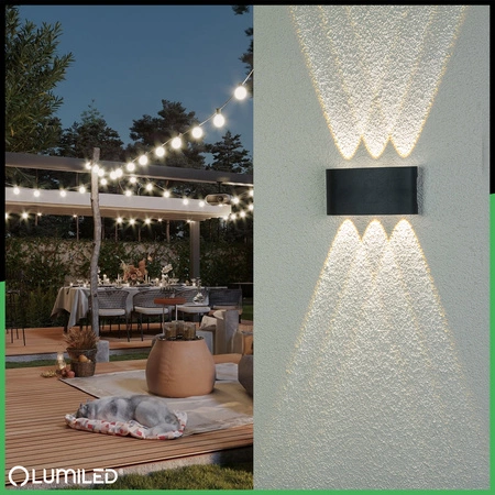 Zahradní nástěnná lampa nahoru a dolů, 6W IP54 KELSA LUMILED