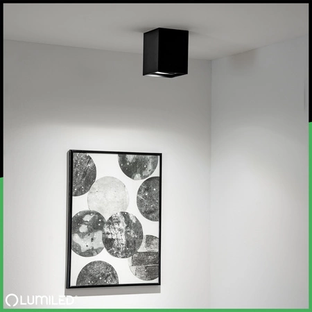 Povrchové Halogenové svítidlo GU10, SPOT TUBA 115mm Nastavitelná Čtvercová Černá AMAT-L LUMILED