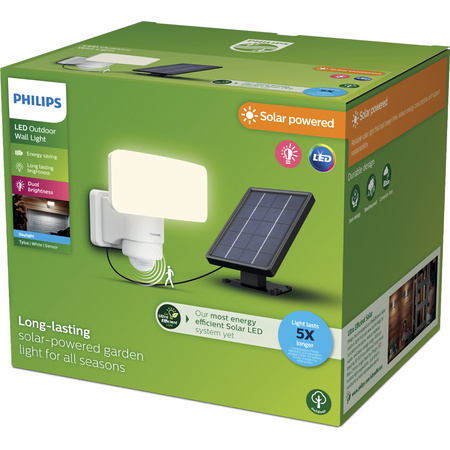 Solární reflektor LED 6W 1000lm 5000K IP44 se senzorem pohybu a soumraku Tylus Ultra Efficient White Philips