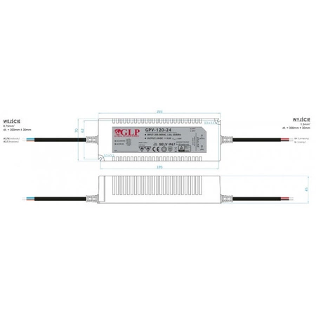 Konstantní napětí LED zdroj GPV-120W 24V/5A hermetické napětí IP67 voděodolný