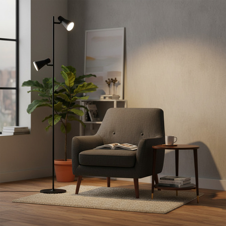 Stojací lampa 7W 2x LED BERG černá 3000K GOLDLUX (Polux)