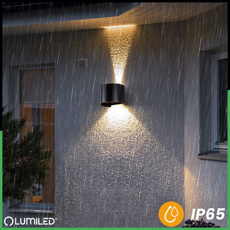 Zahradní nástěnná lampa 2x 3W, nastavitelné nahoru a dolů 4000K Černá PINUS LUMILED