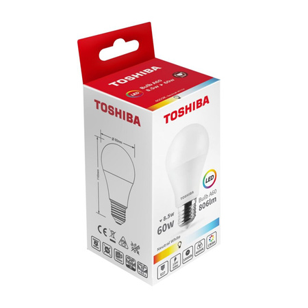 LED žárovka E27 A60 8.5W = 60W 806lm 4000K neutrální bílá TOSHIBA
