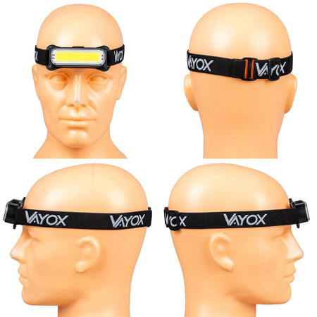 Dobíjecí čelovka 300lm COB LED 4 režimy VAYOX