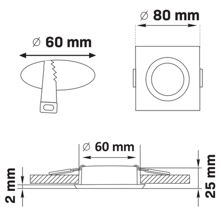 Skryté svítidlo GU10 Black FEBE Sanico Goldlux